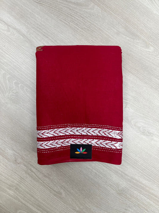Kantha Stitch Cotton Saree - 23614