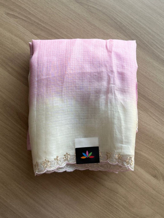 Floral Brush Print with Embroidery Tussar Kota Silk Saree-14786