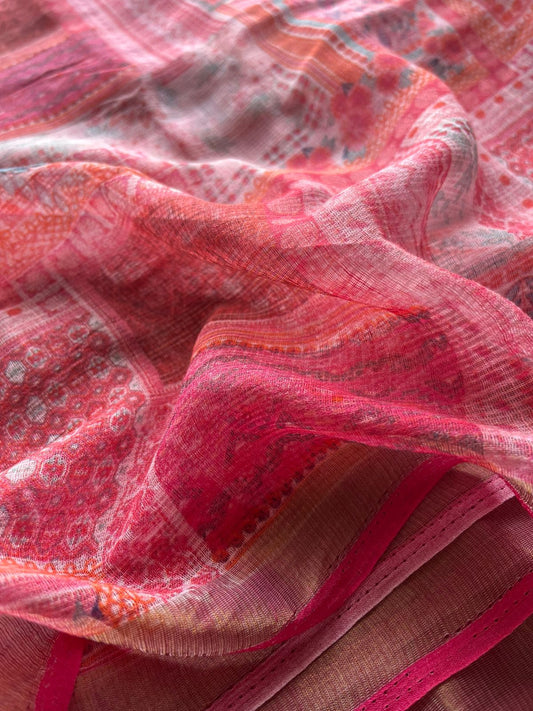 Floral Digital Printed Kota Doria Saree-23348