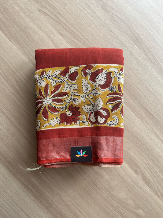 Handblock Printed Linen Cotton Saree-22262-22264