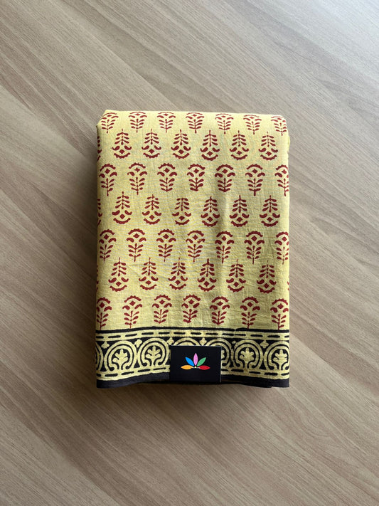 Hand Block Printed Mul Cotton Saree -19307-19308
