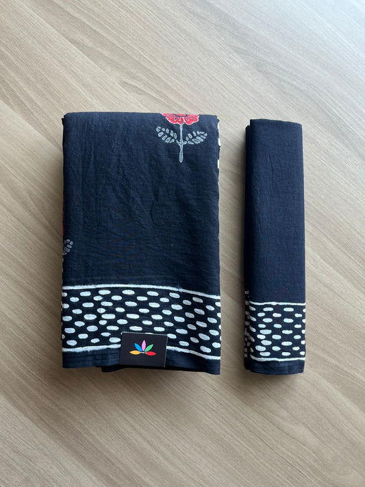 Handblock Printed Mul Cotton Saree -19311-19312