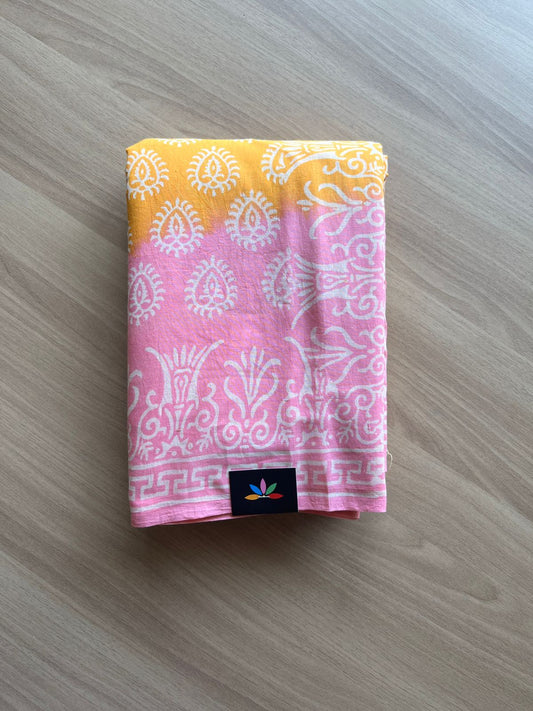 Handblock Printed Mul Cotton Saree -19321-19322