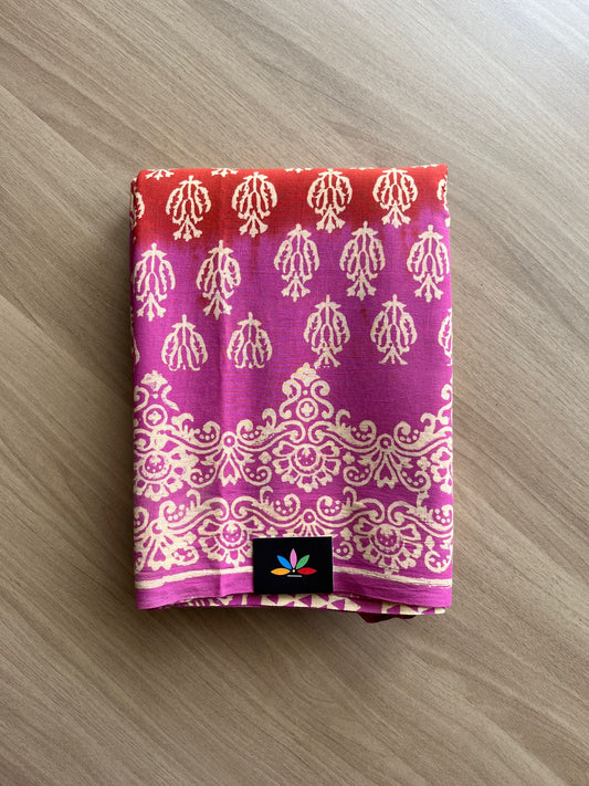 Hand Block Printed Fine Mul Cotton Saree -20927-20928
