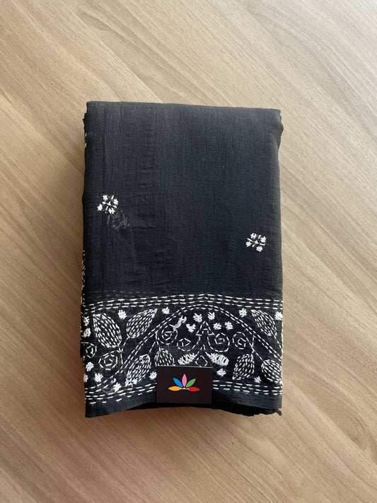 Kantha Hand Stitched Mul Cotton Saree -18834-18837