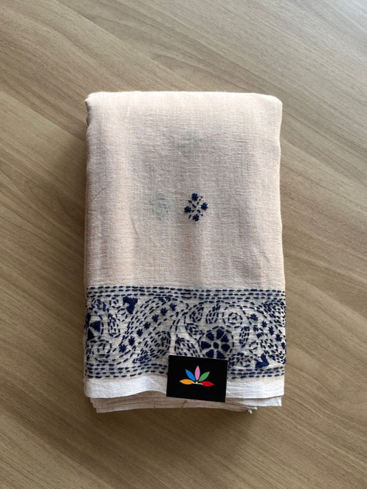 Kantha Hand Stitched Mul Cotton Saree -18852