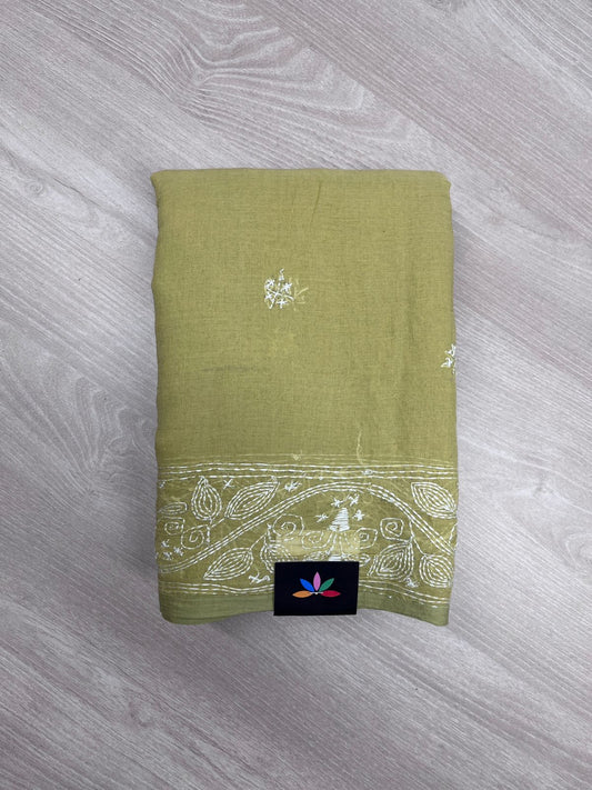 Kantha Hand Stitched Mul Cotton Saree -23582