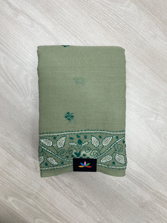 Kantha Hand Stitched Mul Cotton Saree -23768