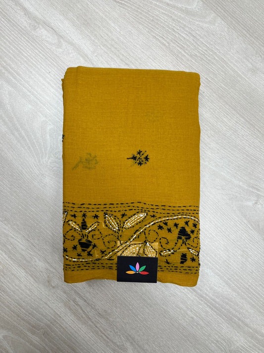 Kantha Hand Stitched Mul Cotton Saree -23769