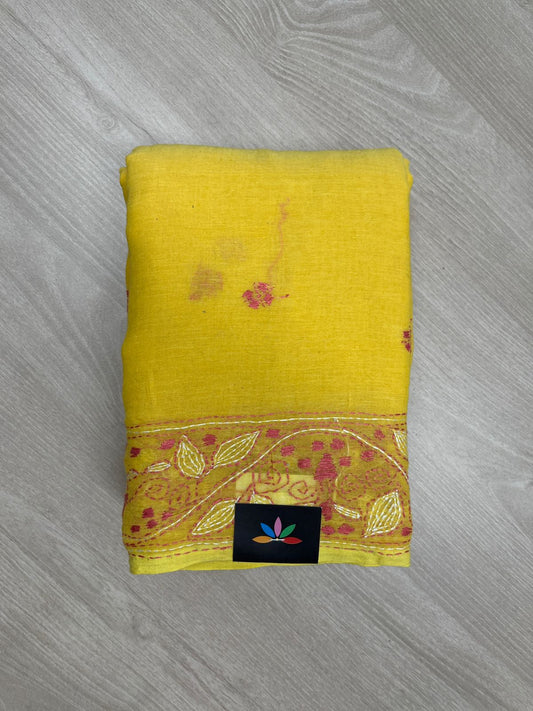 Kantha Hand Stitched Mul Cotton Saree -23771