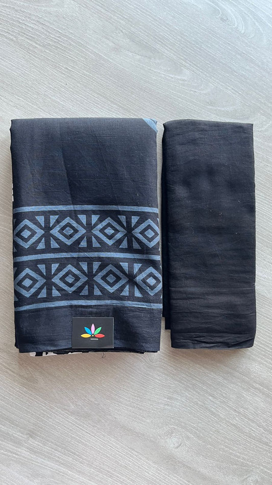 Screen Printed Mul Cotton Saree-24472