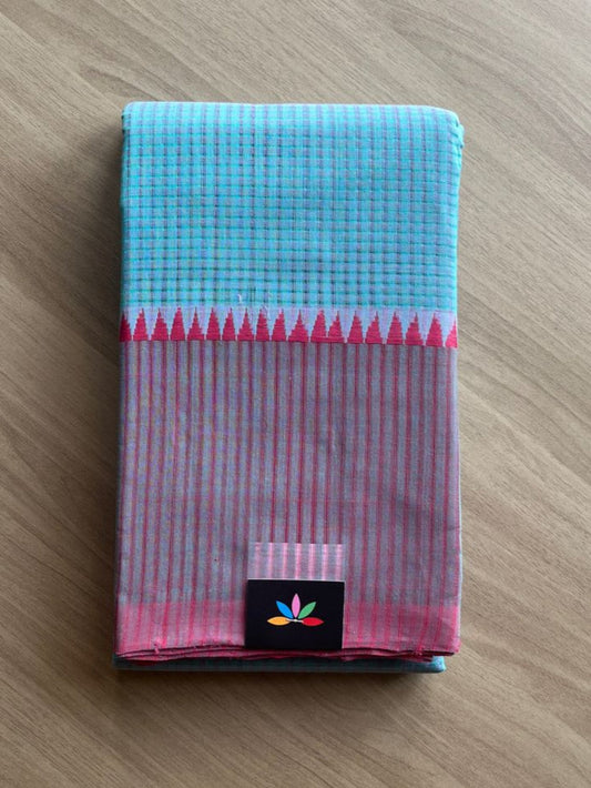 Missing checks Handloom Mangalagiri Cotton Saree -16251