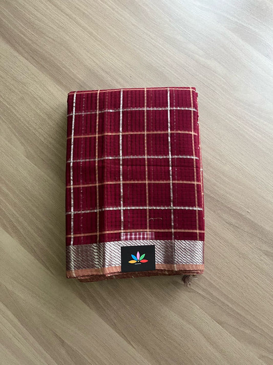 Checked Missing checks Handloom Mangalagiri Cotton Saree -22091