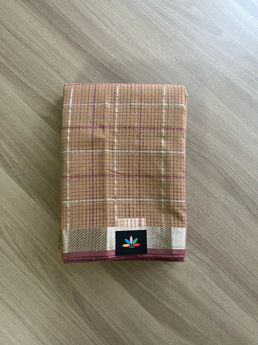 Checked Missing checks Handloom Mangalagiri Cotton Saree -22094