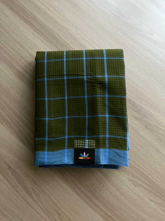 Checked Missing checks Handloom Mangalagiri Cotton Saree -22096