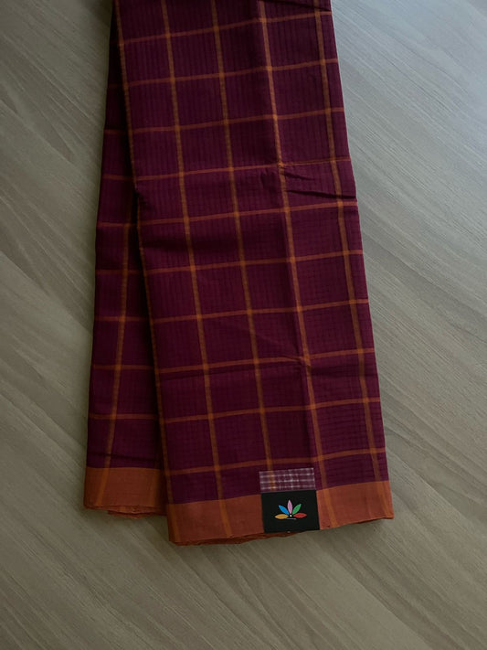 Checked Missing checks Handloom Mangalagiri Cotton Saree -22100