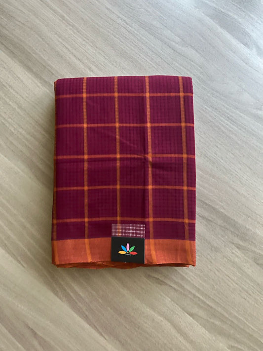 Checked Missing checks Handloom Mangalagiri Cotton Saree -22100