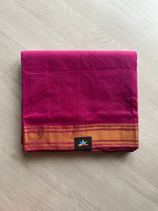Handwoven Fine Zari Nizam Border Mangalagiri Cotton Saree-23443