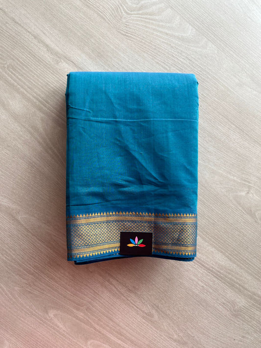 Handwoven Fine Zari Nizam Border Mangalagiri Cotton Saree-23839