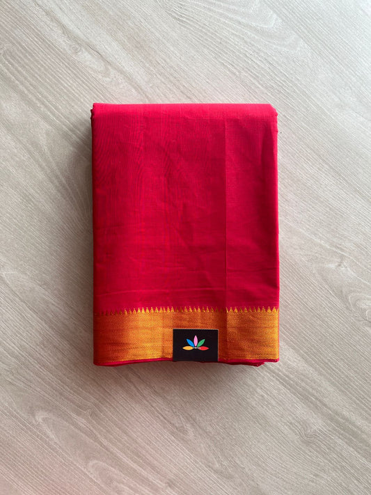 Handwoven Fine Zari Nizam Border Mangalagiri Cotton Saree-23843