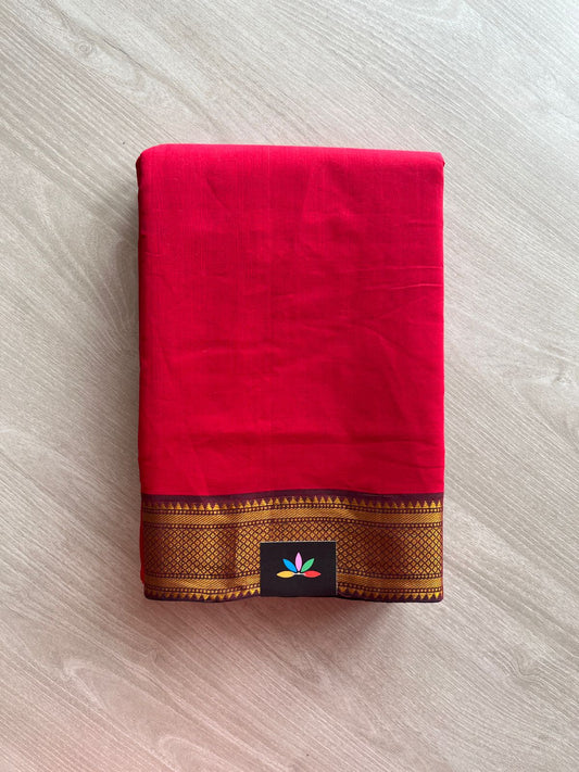 Handwoven Fine Zari Nizam Border Mangalagiri Cotton Saree-23845