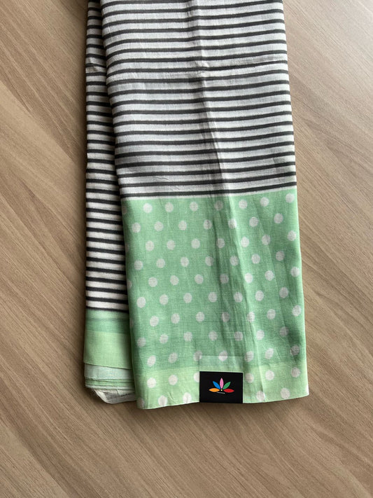 Contrast Border Striped Mangalagiri Silk Cotton Saree-21953