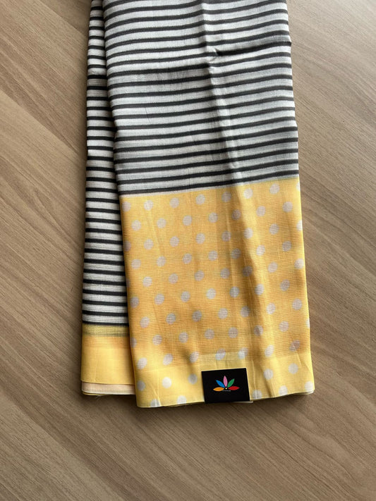 Contrast Border Striped Mangalagiri Silk Cotton Saree-21955