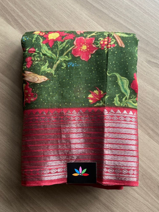 Big Border Digital Printed Mangalagiri Silk Cotton Saree -14151