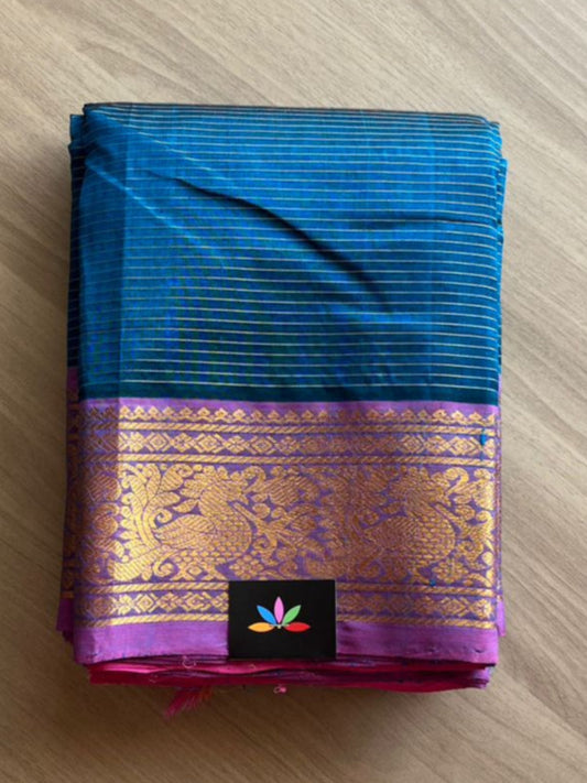 Traditional Border Handloom Mangalagiri Silk Cotton Saree -14649