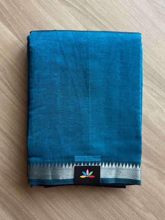 Small Border Handloom Mangalagiri Silk Cotton Saree (Thick Weave) -17938