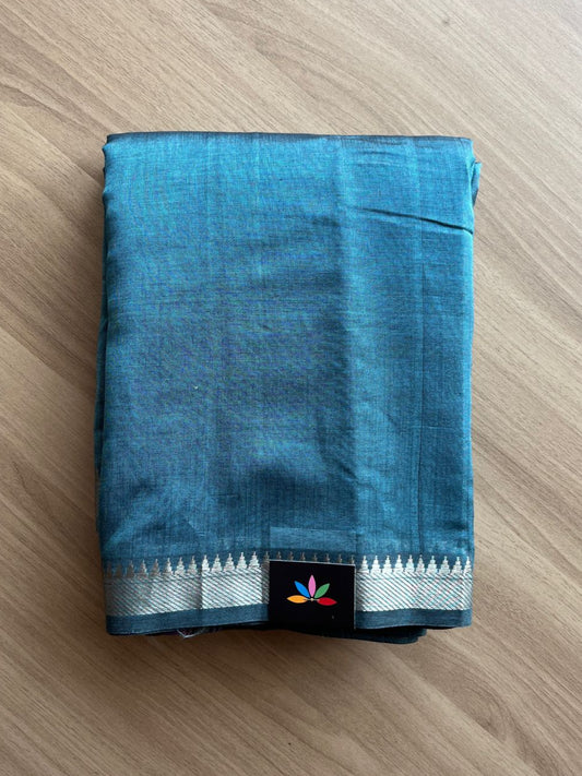 Small Border Handloom Mangalagiri Silk Cotton Saree (Thick Weave) -17944
