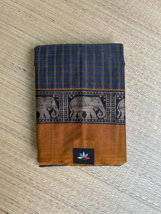 Checked Handloom Narayanpet Cotton Saree - 18564