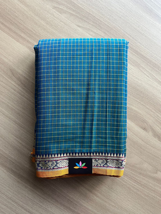 Checked Small Border Narayanpet Cotton Saree -22654-22655