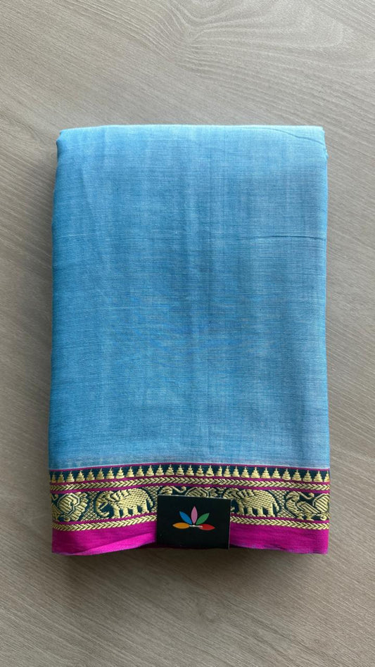 Elephant Border Narayanpet Mercerized Cotton Saree -24769