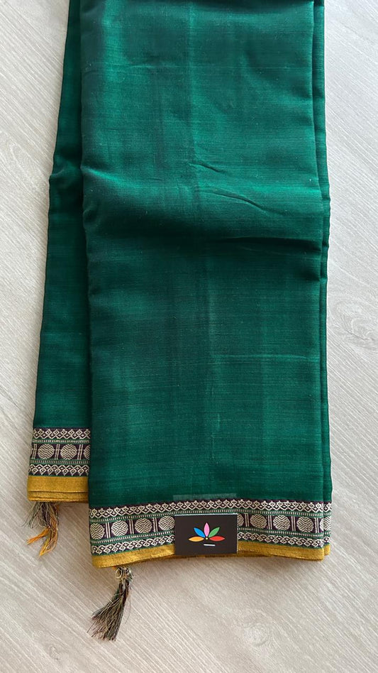 Small Border Narayanpet Mercerized Cotton Saree -24783