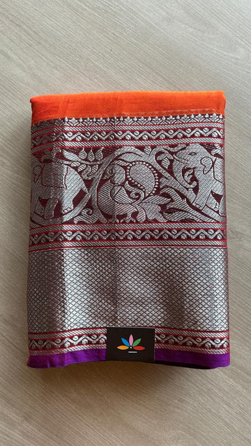 Long Elephant Border Narayanpet Mercerized Cotton Saree -24790