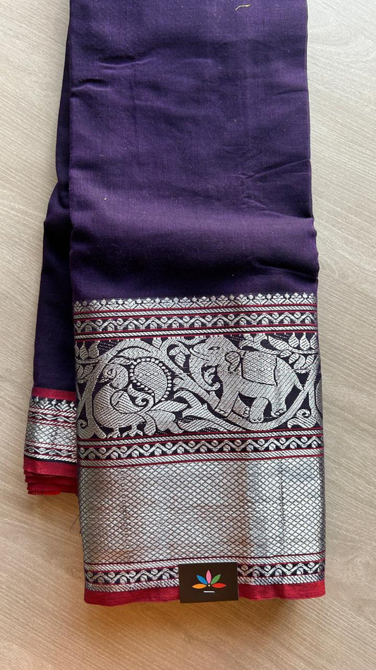 Long Elephant Border Narayanpet Mercerized Cotton Saree -24792