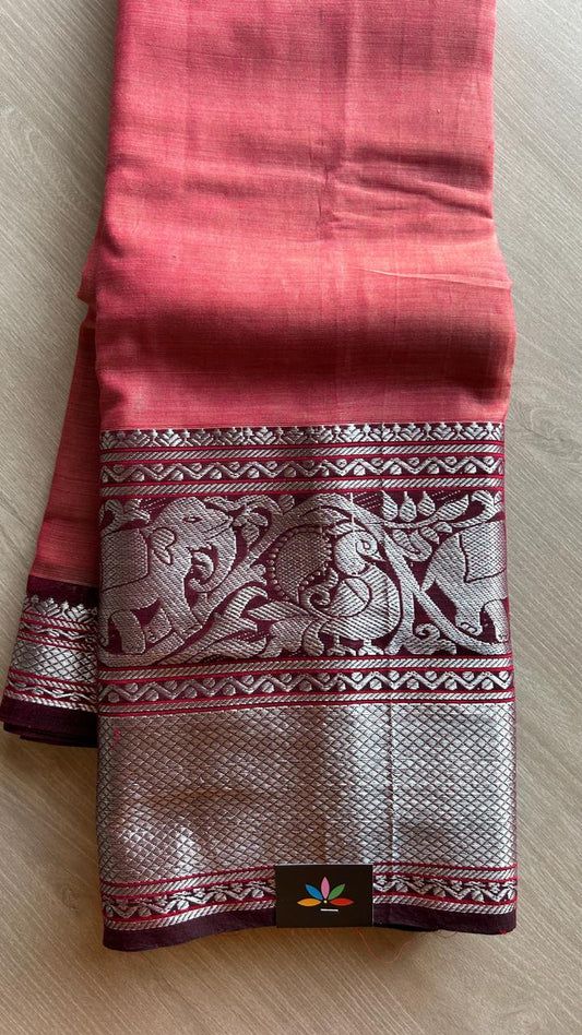 Long Elephant Border Narayanpet Mercerized Cotton Saree -24793