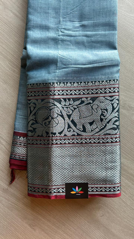 Long Elephant Border Narayanpet Mercerized Cotton Saree -24795