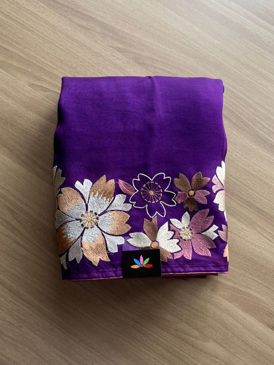 Embroidered Pure Organza Silk Saree-14790