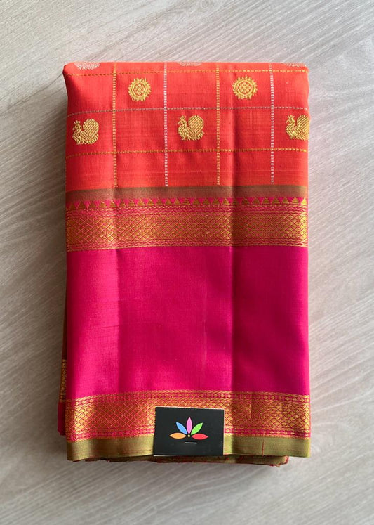 Rich Pallu Contrast Korvai Border Handloom Pure Kancheevaram Silk Saree -126