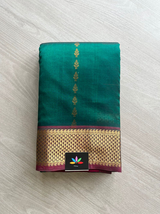Handloom Korvai Silk Cotton Saree With All Over Butta -1336