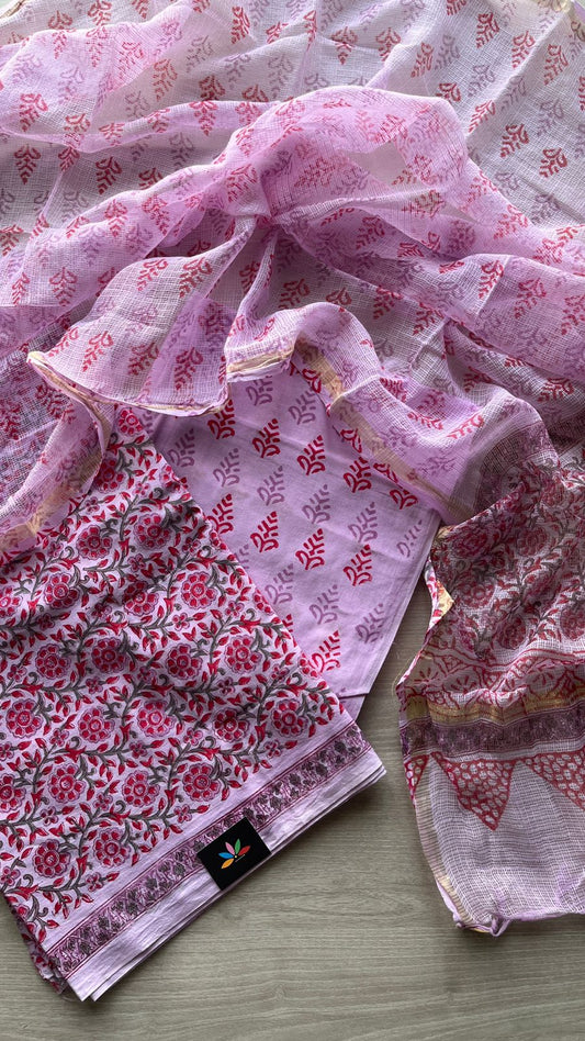 Hand Block Printed Cotton Suit with Kota Duppata -24662
