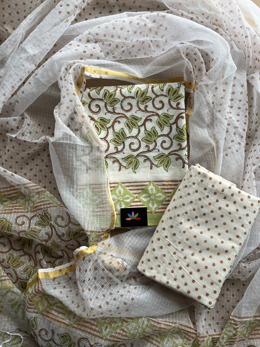 Handblock Block Printed Mul Cotton Suit Set with Kota Duppata -14275
