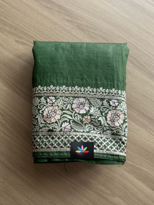 Floral Embroidery Pure Tussar Silk Saree-14784