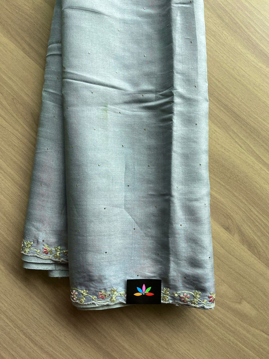 Embroidered Tussar Silk Saree-14833