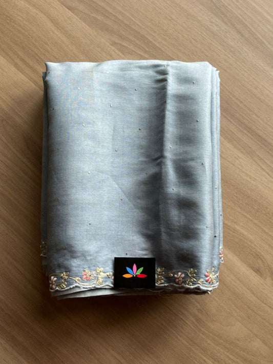 Embroidered Tussar Silk Saree-14833