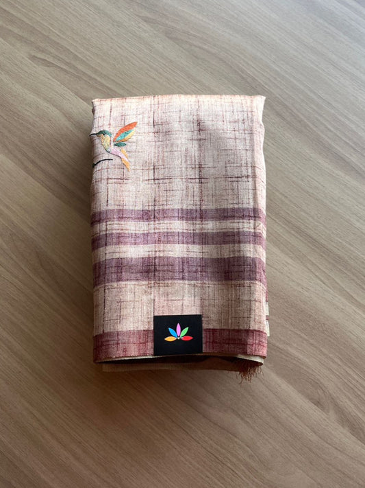 Partly Pallu Simple Embroidery Semi Tussar Blended Art Silk Saree -14667
