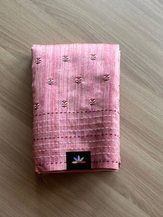Embroidered Semi Tussar Silk Saree-14688