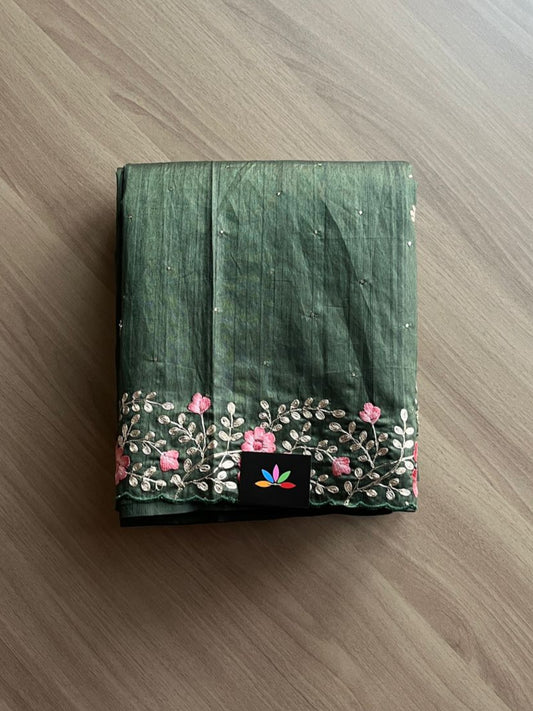 Embroidered Semi Tussar Silk Saree-14700